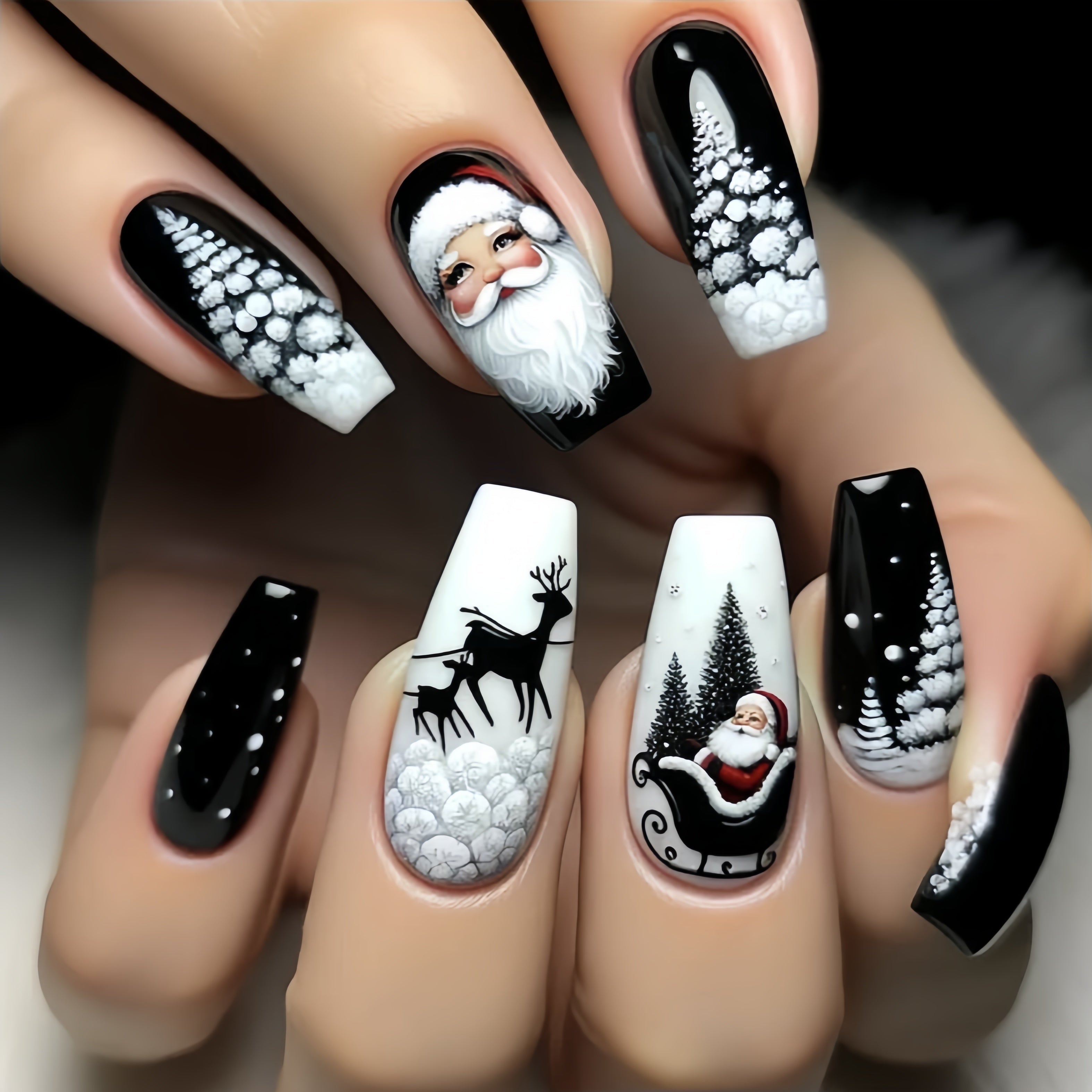 Black Glossy Press-on Nails Set-1